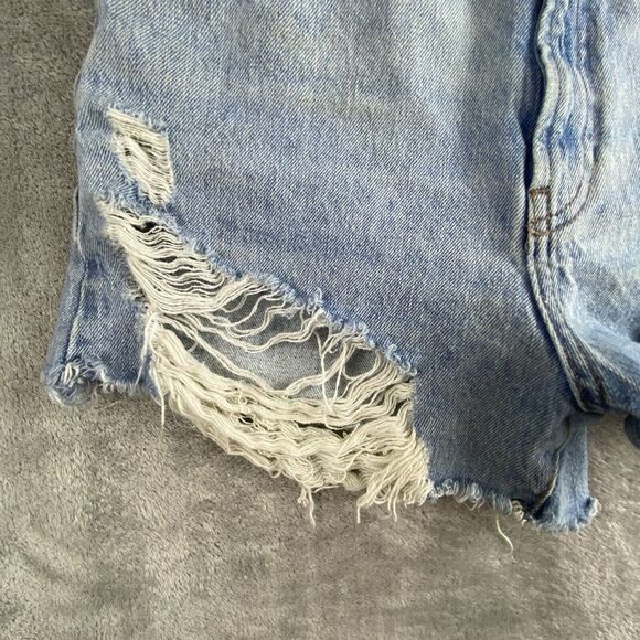 Zara Jeans Shorts Womens 4 Blue Denim Light Wash Distressed Cut‎ Off Festival - Picture 10 of 14